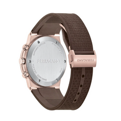 Ferragamo Men’s Swiss Made Quartz Brown Silicone Strap Brown Dial 41mm Watch SFME01023