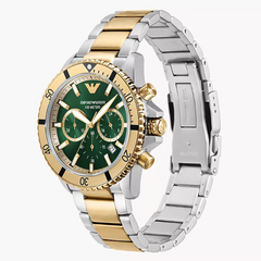 Emporio Armani Men’s Quartz Two-tone Stainless Steel Green Dial 43mm Watch AR1158