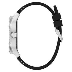 Guess Men’s Quartz Black Silicone Strap Silver Dial 46mm Watch GW0641G1