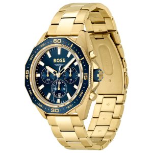 Hugo Boss Men’s Quartz Gold Stainless Steel Blue Dial 44mm Watch 1513973