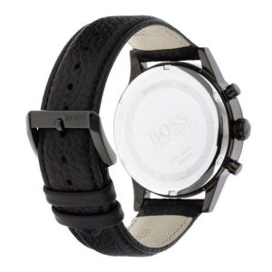 Hugo Boss Men’s Quartz Black Leather Strap Black Dial 44mm Watch 1512567