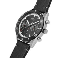 Hugo Boss Men’s Quartz Leather Strap Black Dial 44mm Watch 1513864