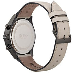 Hugo Boss Men’s Quartz Beige Leather Strap Black Dial 44mm Watch 1513562