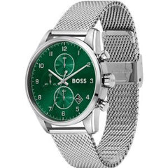 Hugo Boss Men’s Quartz Silver Stainless Steel Green Dial 44mm Watch 1513938