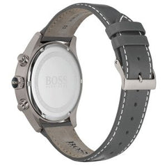 Hugo Boss Men’s Quartz Grey Leather Strap Off-White Dial 44mm Watch 1513633