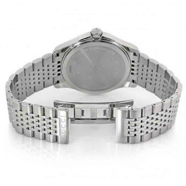 Gucci Men’s Swiss Made Quartz Silver Stainless Steel Silver Patterned Dial 38mm Watch YA126404