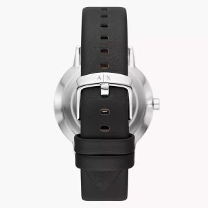 Armani Exchange Men’s Quartz Black Leather Strap Black Dial 42mm Watch AX2745
