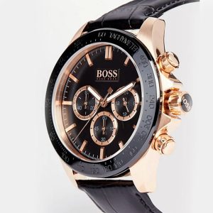 Hugo Boss Men’s Quartz Black Leather Strap Black Dial 44mm Watch 1513218