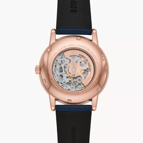 Emporio Armani Men’s Automatic Blue Leather Strap Blue Dial 43mm Watch AR60050