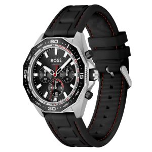 Hugo Boss Men’s Quartz Black Silicone Strap Black Dial 44mm Watch 1513969