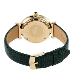 Emporio Armani Women’s Quartz Leather Strap Green Crystal Pave Dial 32mm Watch AR11403
