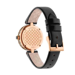 Gucci Women’s Swiss Made Quartz Black Leather Strap Black Dial 27mm Watch YA141501