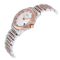 Gucci Women’s Swiss Made Quartz Stainless Steel Mother of Pearl Dial 27mm Watch YA126514