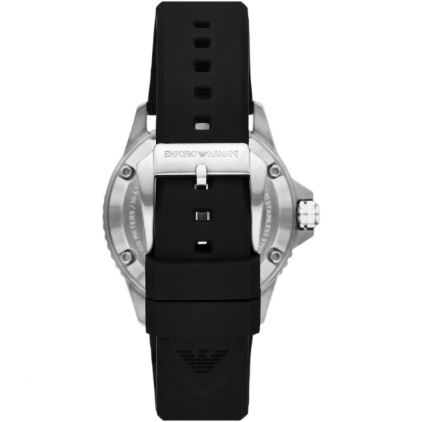 Emporio Men’s Automatic Black Silicone Strap Black Dial 42mm Watch AR60062