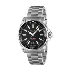 Gucci Men’s Swiss Made Quartz Stainless Steel Black Dial 40mm Watch YA136301