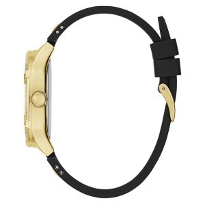 Guess Women’s Quartz Black Silicone Strap Gold Dial 40mm Watch GW0619L2
