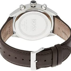 Hugo Boss Men’s Chronograph Quartz Leather Strap Grey Dial 44mm Watch 1513476