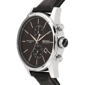 Hugo Boss Men’s Quartz Leather Strap Black Dial 41mm Watch 1513279