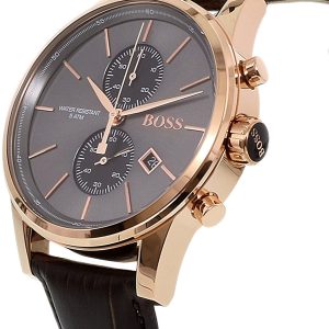 Hugo Boss Men’s Chronograph Quartz Leather Strap Grey Dial 41mm Watch 1513281