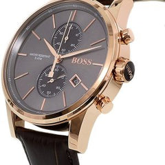 Hugo Boss Men’s Chronograph Quartz Leather Strap Grey Dial 41mm Watch 1513281