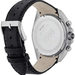 Hugo Boss Men’s Quartz Leather Strap Black Dial 44mm Watch 1513087