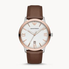 Emporio Armani Men’s Quartz Leather Strap White Dial 44mm Watch AR11211
