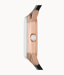 Emporio Armani Women’s Quartz Black Leather Strap Mother of Pearl Dial 24mm Watch AR11390