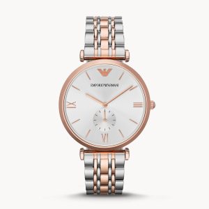 Emporio Armani Men’s Quartz Two Tone Stainless Steel Silver Dial 40mm Watch AR1677