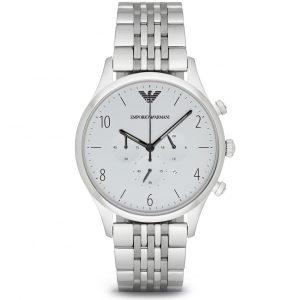 Emporio Armani Men’s Chronograph Quartz Stainless Steel Silver Dial 43mm Watch AR1879