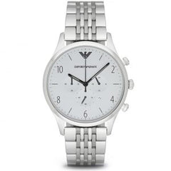 Emporio Armani Men’s Chronograph Quartz Stainless Steel Silver Dial 43mm Watch AR1879