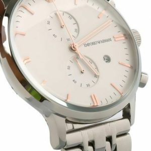 Emporio Armani Men’s Chronograph Quartz Stainless Steel Silver Dial 43mm Watch AR1933