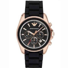 Emporio Armani Men’s Analogue Quartz Silicone & Stainless Steel Black Dial 44mm Watch AR6066