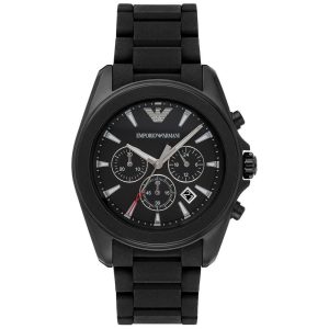 Emporio Armani Men’s Analogue Quartz Black Silicone & Stainless Steel Black Dial 44mm Watch AR6092