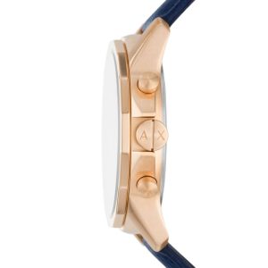 Armani Exchange Men’s Quartz Blue Leather Strap Blue Dial 44mm Watch AX1723