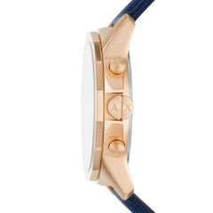 Armani Exchange Men’s Quartz Blue Leather Strap Blue Dial 44mm Watch AX1723