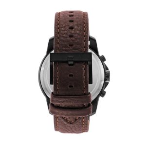 Armani Exchange Men’s Quartz Brown Leather Strap Black Dial 44mm Watch AX1732