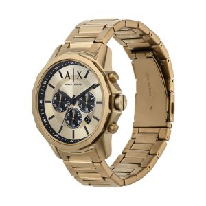 Armani Exchange Men’s Quartz Bronze Gold Stainless Steel Beige Dial 44mm Watch AX1739