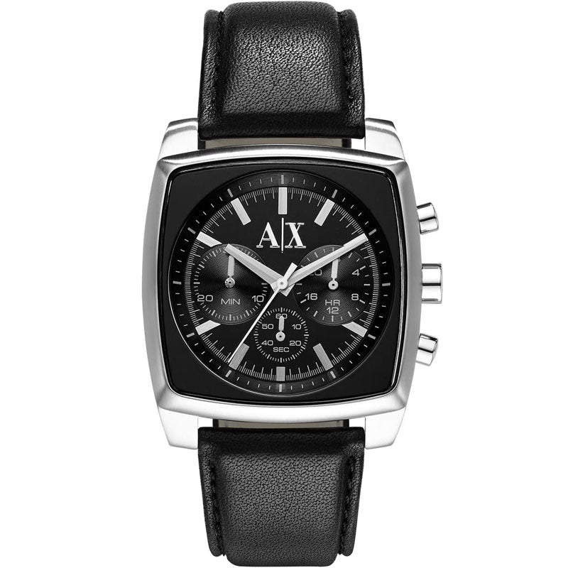 Armani Exchange Men’s Quartz Black Leather Strap Black Dial 40mm Watch AX2250