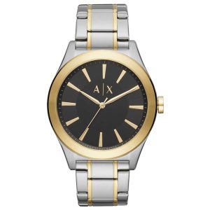 Armani Exchange Men’s Quartz Two Tone Stainless Steel Black Dial 44mm Watch AX2336