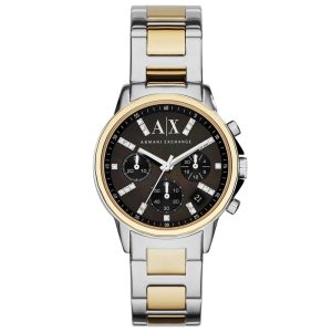 Armani Exchange Women’s Quartz Two Tone Stainless Steel Black Dial 36mm Watch AX4329