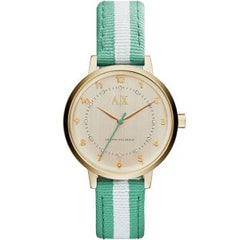 Armani Exchange Women’s Quartz Two Tone Nylon Strap Gold Dial 39mm Watch AX5365