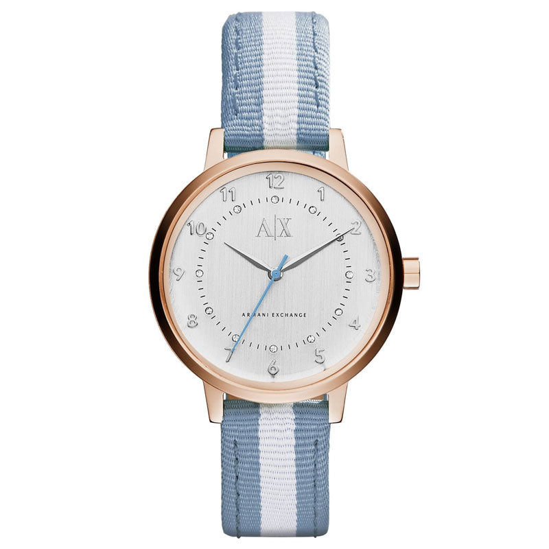 Armani Exchange Women’s Quartz Two Tone Nylon Strap Silver Dial 39mm Watch AX5366
