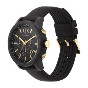 Armani Exchange Men’s Quartz Black Silicone Strap Black Dial 44mm Watch AX7105