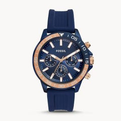 Fossil Men’s Quartz Blue Silicone Strap Blue Dial 45mm Watch BQ2498 Brand New