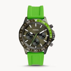 Fossil Men’s Quartz Green Silicone Strap Green Dial 45mm Watch BQ2501