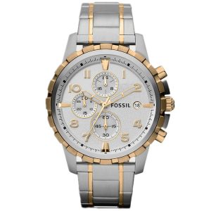 Fossil Men’s Chronograph Quartz Two-tone Stainless Steel White Dial 45mm Watch FS4795