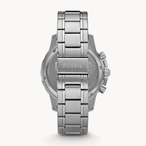 Fossil Men’s Chronograph Quartz Silver Stainless Steel Black Dial 45mm Watch FS4542