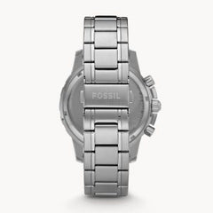 Fossil Men’s Chronograph Quartz Silver Stainless Steel Black Dial 45mm Watch FS4542