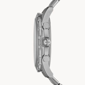 Fossil Men’s Chronograph Quartz Silver Stainless Steel Black Dial 45mm Watch FS4542
