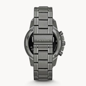 Fossil Men’s Chronograph Quartz Grey Stainless Steel Black Dial 45mm Watch FS4721